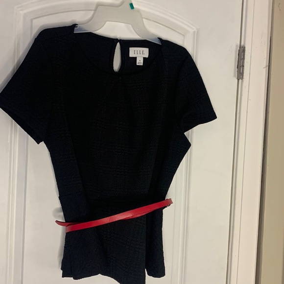 Elle size X large peplum black top with belt - Picture 1 of 2